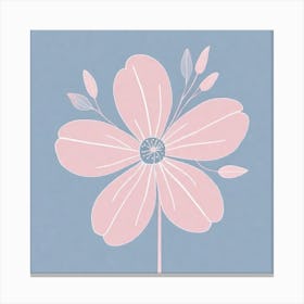 A White And Pink Flower In Minimalist Style Square Composition 397 Canvas Print