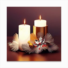 Two Candles On A Table Canvas Print