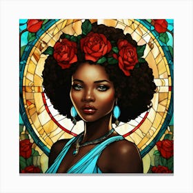 Black Woman With Roses Canvas Print