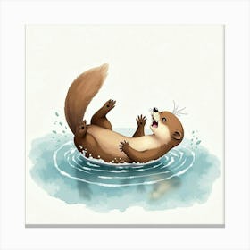 Otter In The Water Canvas Print