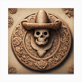 Skull In A Sombrero Canvas Print