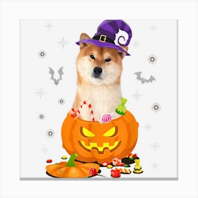 Shiba Inu Halloween Pumpkin Shiba Inu Doge Halloween Hat Canvas Print