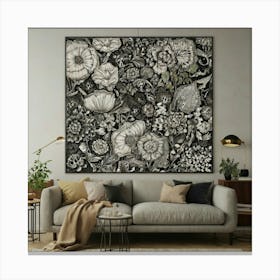 Black And White Floral Painting 1 Canvas Print