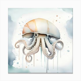 Octopus Watercolor Dripping Canvas Print