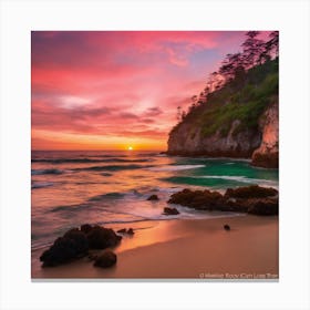 Sunset At California Beach Canvas Print