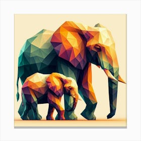 Low Poly Elephants Canvas Print