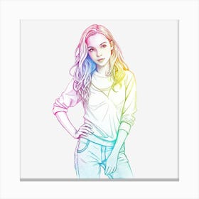 Girl With Rainbow Hair 4 Canvas Print