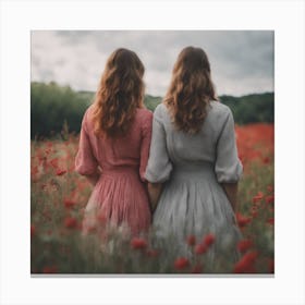Two Women In A Field Of Poppies Canvas Print