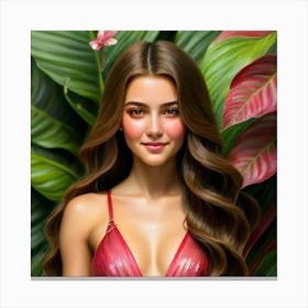 Girl In Red Bikini Canvas Print