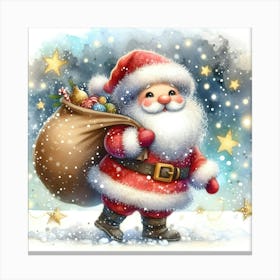 Santa Claus Christmas Painting In Magical Christmas Night Unique Christmas Decor 1 Canvas Print