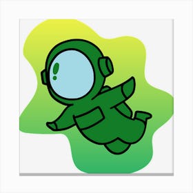 Green Astronaut Crewmate Floating Through Space Canvas Print