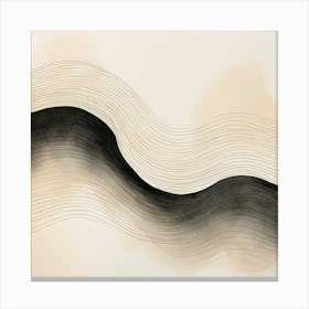 Abstract Organic Minimalist Black Waves 3 Canvas Print