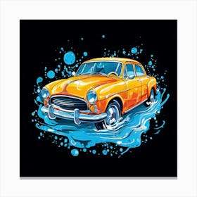 Logo Vector Car Wash Clean Soap Bubbles Water Splash Detailing Automotive Foam Service (8) Canvas Print