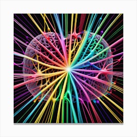 Brain With Colorful Rays Canvas Print