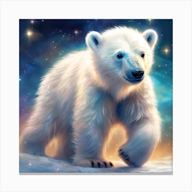 Running through the Snow, Polar Bear Cub Canvas Print
