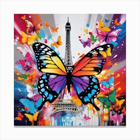 Butterflies And Eiffel Tower Canvas Print