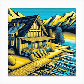 Wood House By The Lake Canvas Print