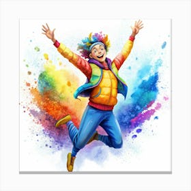 Person Jumping In A Splash Of Color Canvas Print