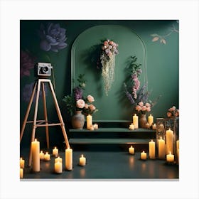 Wedding Scene With Candles And Flowers Canvas Print