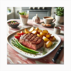 Steak and Potatoes On A Plate Canvas Print