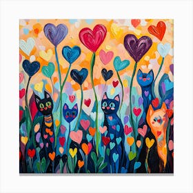 Abstract painting of a cat in a flower field 13 Canvas Print