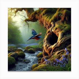 Kingfisher In The Forest 11 Canvas Print