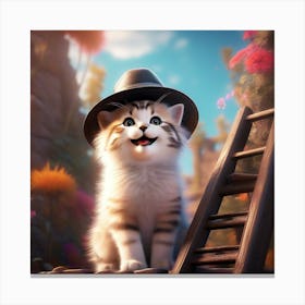 Cat In Hat Canvas Print