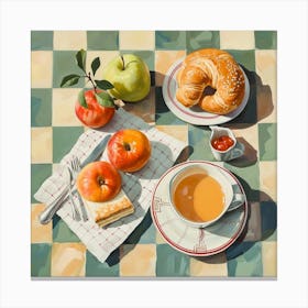 Continental Breakfast Pastel Checkerboard 1 Canvas Print