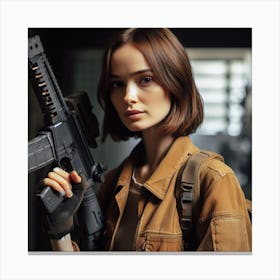 Girl With A Gun Canvas Print