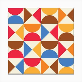 Mid Century Half Circles and Triangles in Orange, Red, Brown and Blue Canvas Print