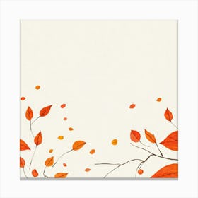 Autumn Artwork Showcasing Minimalist Design Featuring An Inventive Spread Of Leaves And Berries Sca (4) Canvas Print