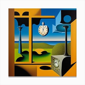 Clock In The Window Canvas Print