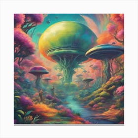 Imagination, Trippy, Synesthesia, Ultraneonenergypunk, Unique Alien Creatures With Faces That Looks (25) Canvas Print