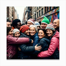 Group Of People Hugging 1 Canvas Print