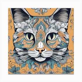 Cat With Flowers 3 Canvas Print