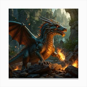 Dragon In A Forest Canvas Print