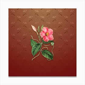 Vintage Knob Jointed Dipladenia Botanical on Falu Red Pattern n.1915 Canvas Print