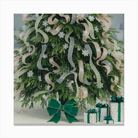 Christmas Tree With Ribbons Canvas Print