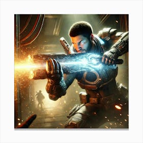 A Sci Fi Action Scene Showcasing Kaden Malric Close Quarters Combat Canvas Print