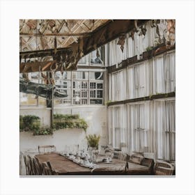 Dining Room In A Greenhouse Canvas Print