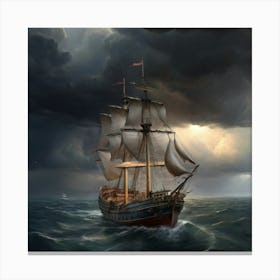 Ship In Stormy Sea.10 Canvas Print