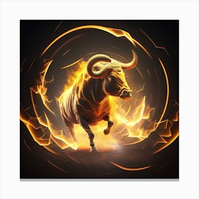 Bull In Fire Canvas Print