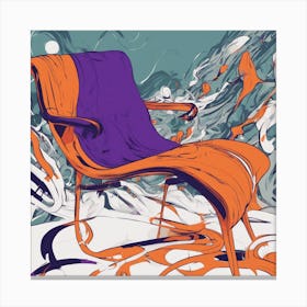 Drew Illustration Of Scream On Chair In Bright Colors, Vector Ilustracije, In The Style Of Dark Navy (3) Canvas Print