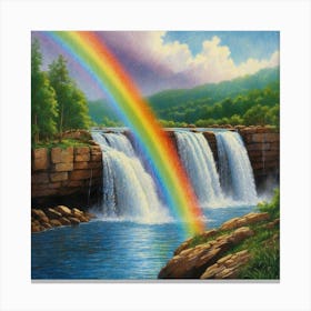 Rainbow Over Waterfall Canvas Print