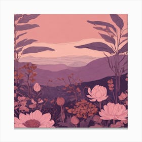 Pink Flowers In The Mountains Canvas Print