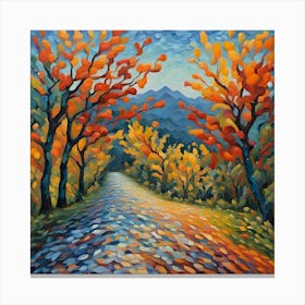 Trees Nature Landscape Woods Sky Path Colorful Painting Digital Art Canvas Print