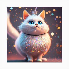 Cartoon Character A White Cat With A Silver Coat (7) Canvas Print