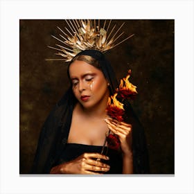 Woman With A Crown Of Fire Canvas Print