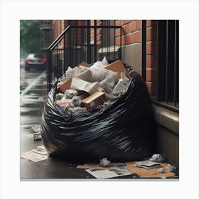 Garbage Bag On The Street Canvas Print