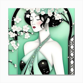 Lily Of The Valley Japanese Textured Monohromatic 1 Canvas Print